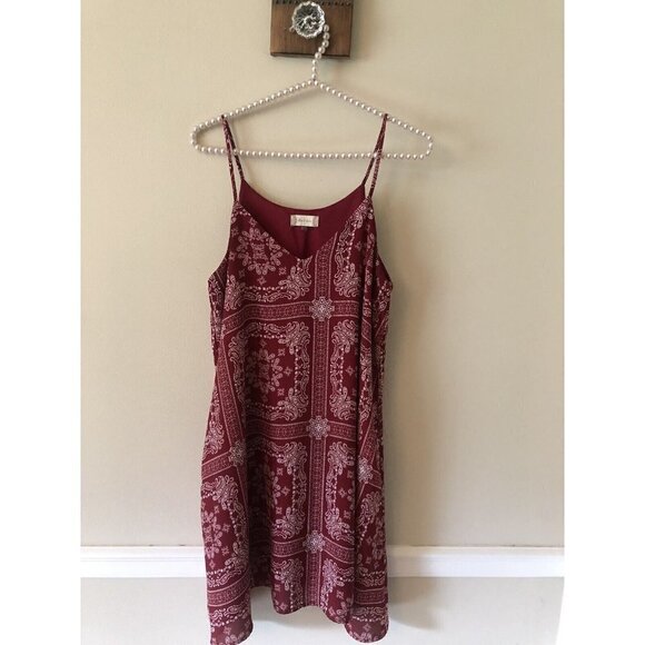 Altar'd State Womens Size Small Burgundy Paisley Swing Dress Sleeveless Pockets - Picture 1 of 4